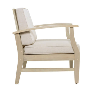 English Elm Perla Solid Acacia Outdoor Club Chair with Slatted Seat and Sand Polyester Cushion N773P389187S