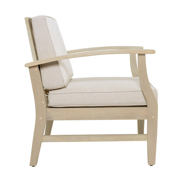 English Elm Perla Solid Acacia Outdoor Club Chair with Slatted Seat and Sand Polyester Cushion N773P389187S