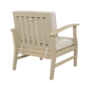 English Elm Perla Solid Acacia Outdoor Club Chair with Slatted Seat and Sand Polyester Cushion N773P389187S
