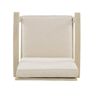 English Elm Perla Solid Acacia Outdoor Club Chair with Slatted Seat and Sand Polyester Cushion N773P389187S