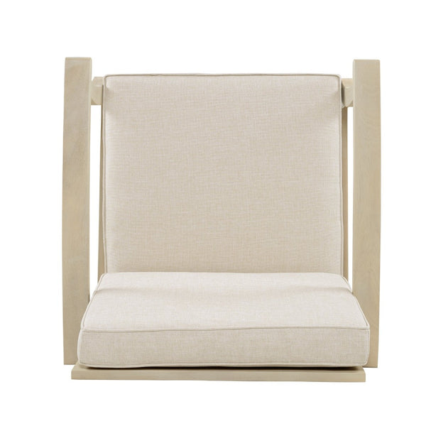 English Elm Perla Solid Acacia Outdoor Club Chair with Slatted Seat and Sand Polyester Cushion N773P389187S