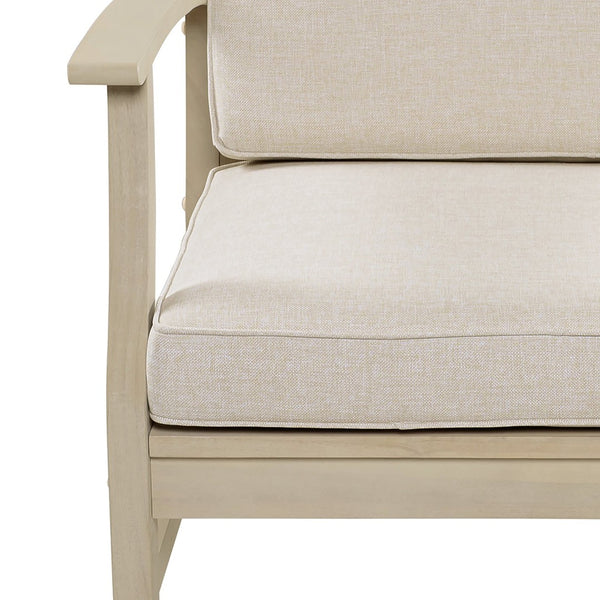 English Elm Perla Solid Acacia Outdoor Club Chair with Slatted Seat and Sand Polyester Cushion N773P389187S