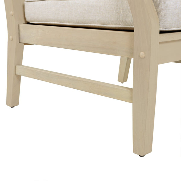English Elm Perla Solid Acacia Outdoor Club Chair with Slatted Seat and Sand Polyester Cushion N773P389187S