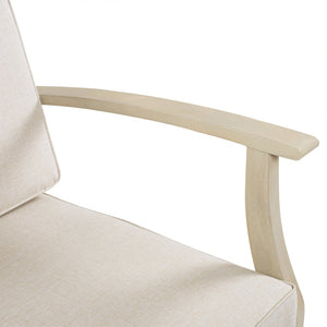 English Elm Perla Solid Acacia Outdoor Club Chair with Slatted Seat and Sand Polyester Cushion N773P389187S