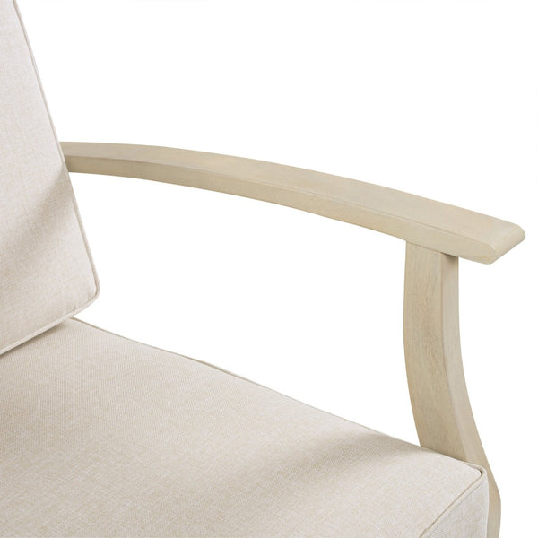 English Elm Perla Solid Acacia Outdoor Club Chair with Slatted Seat and Sand Polyester Cushion N773P389187S