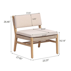 English Elm Omi Outdoor Acacia Wood Lounge Chair Set with Hand-woven Pe Rope and Cushions N773P411988B