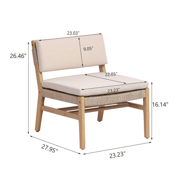 English Elm Omi Outdoor Acacia Wood Lounge Chair Set with Hand-woven Pe Rope and Cushions N773P411988B