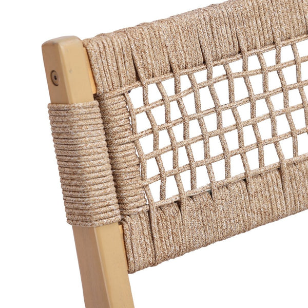 English Elm Omi Outdoor Acacia Wood Lounge Chair Set with Hand-woven Pe Rope and Cushions N773P411988B