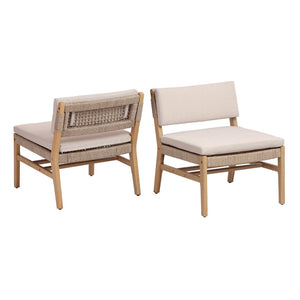 English Elm Omi Outdoor Acacia Wood Lounge Chair Set with Hand-woven Pe Rope and Cushions N773P411988B
