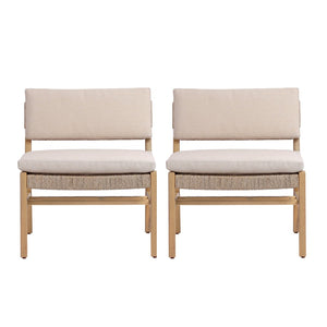 English Elm Omi Outdoor Acacia Wood Lounge Chair Set with Hand-woven Pe Rope and Cushions N773P411988B