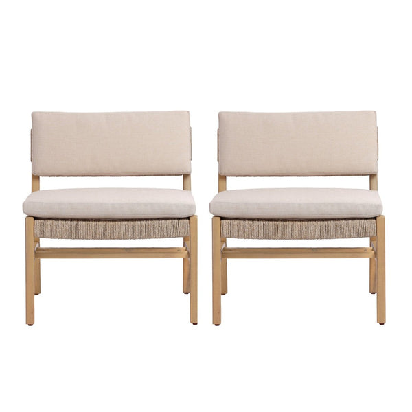 English Elm Omi Outdoor Acacia Wood Lounge Chair Set with Hand-woven Pe Rope and Cushions N773P411988B
