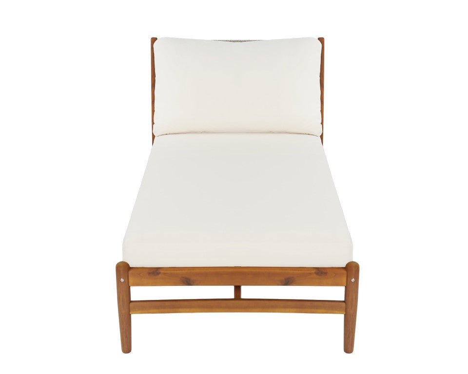 English Elm Cape Outdoor Acacia Wood Chaise Lounge with Hand Woven Rope Detail and Teak Finish N773P434061C