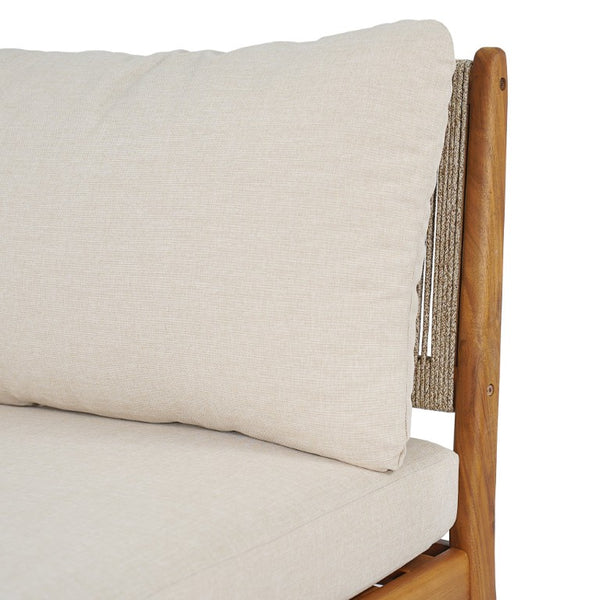 English Elm Cape Outdoor Acacia Wood Chaise Lounge with Hand Woven Rope Back and Teak Finish N773P434061S