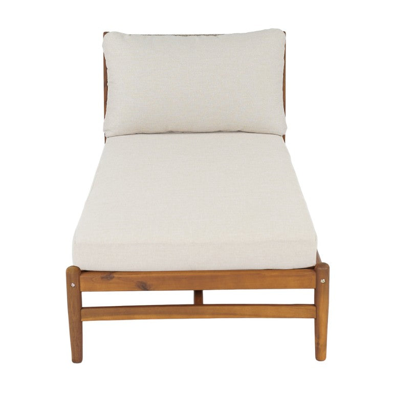 English Elm Cape Outdoor Acacia Wood Chaise Lounge with Hand Woven Rope Back and Teak Finish N773P434061S