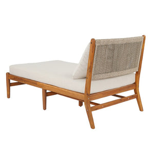 English Elm Cape Outdoor Acacia Wood Chaise Lounge with Hand Woven Rope Back and Teak Finish N773P434061S