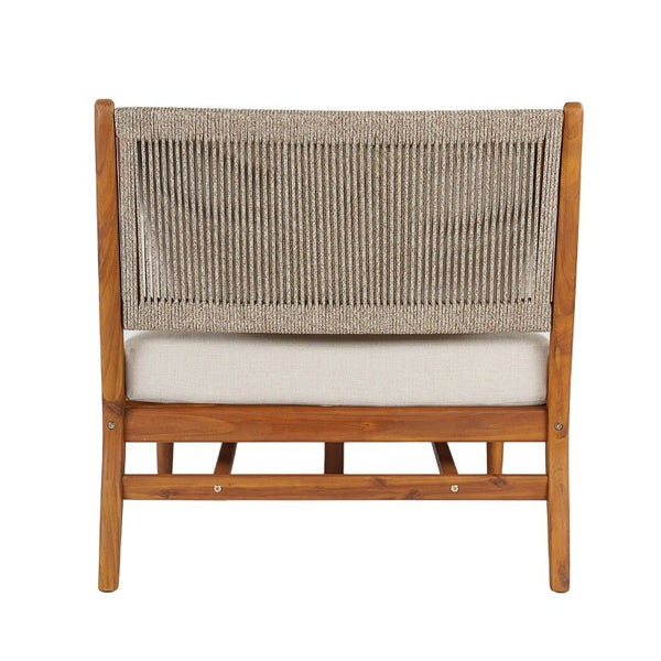English Elm Cape Outdoor Acacia Wood Chaise Lounge with Hand Woven Rope Back and Teak Finish N773P434061S