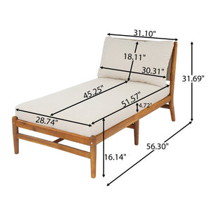 English Elm Cape Outdoor Acacia Wood Chaise Lounge with Hand Woven Rope Back and Teak Finish N773P434061S