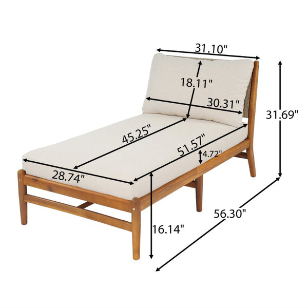 English Elm Cape Outdoor Acacia Wood Chaise Lounge with Hand Woven Rope Back and Teak Finish N773P434061S