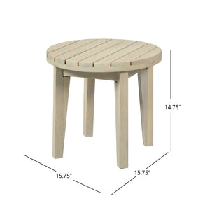 English Elm Outdoor Acacia Wood Square Side Table White Finish Patio Balcony Poolside Accent N773P434114S
