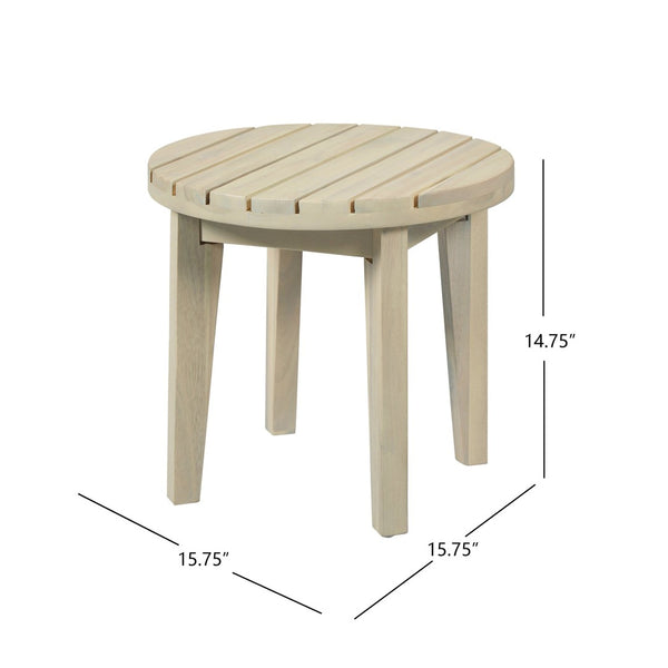 English Elm Outdoor Acacia Wood Square Side Table White Finish Patio Balcony Poolside Accent N773P434114S