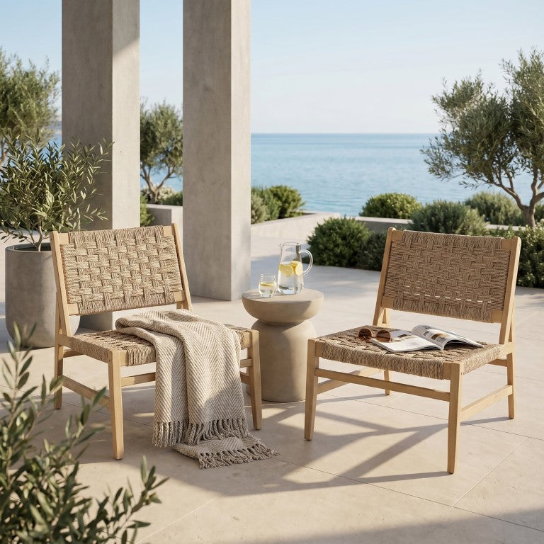 English Elm Noreen Outdoor Club Chair Solid Acacia Frame with Hand Woven PE Wicker Patio Seating N773P438600B