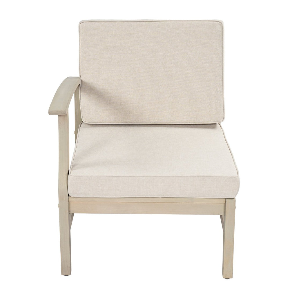 English Elm Perla Outdoor Left Arm Chair Solid Acacia Wood Frame with Sand Plush Cushions N773P446692S