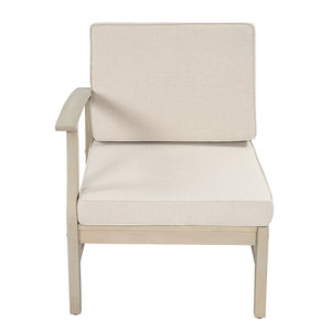 English Elm Perla Outdoor Left Arm Chair Solid Acacia Wood Frame with Sand Plush Cushions N773P446692S
