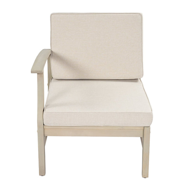 English Elm Perla Outdoor Left Arm Chair Solid Acacia Wood Frame with Sand Plush Cushions N773P446692S
