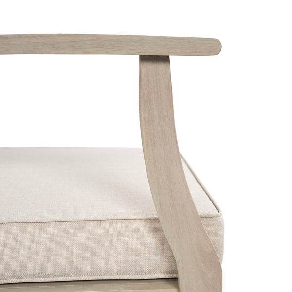 English Elm Perla Outdoor Left Arm Chair Solid Acacia Wood Frame with Sand Plush Cushions N773P446692S