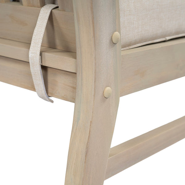 English Elm Perla Outdoor Left Arm Chair Solid Acacia Wood Frame with Sand Plush Cushions N773P446692S