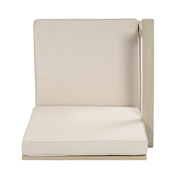 English Elm Perla Outdoor Left Arm Chair Solid Acacia Wood Frame with Sand Plush Cushions N773P446692S