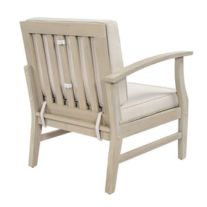 English Elm Perla Outdoor Left Arm Chair Solid Acacia Wood Frame with Sand Plush Cushions N773P446692S
