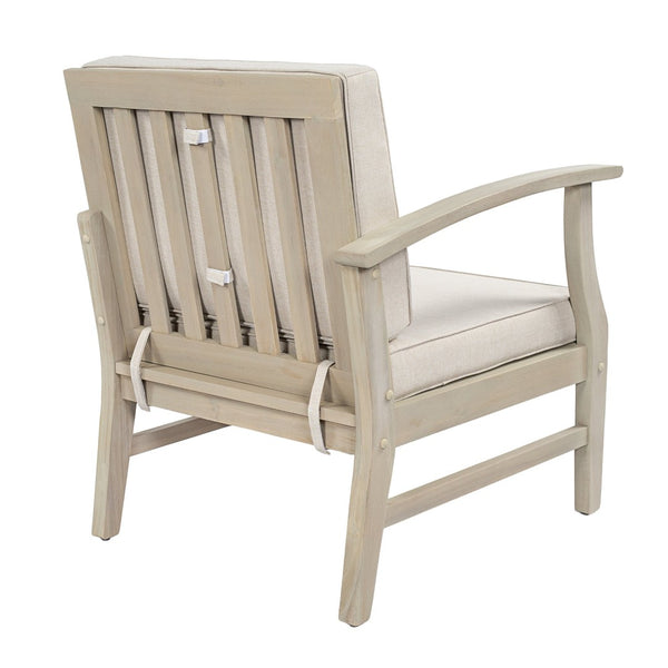English Elm Perla Outdoor Left Arm Chair Solid Acacia Wood Frame with Sand Plush Cushions N773P446692S