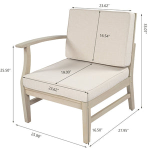 English Elm Perla Outdoor Left Arm Chair Solid Acacia Wood Frame with Sand Plush Cushions N773P446692S
