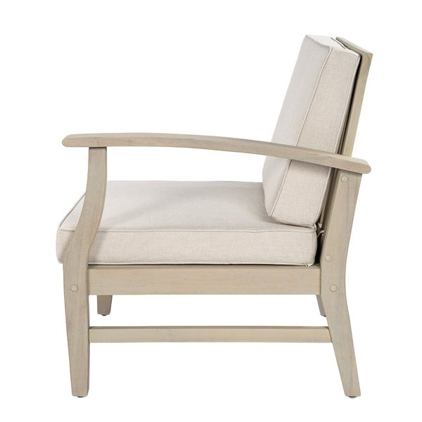 English Elm Perla Outdoor Sectional Arm Chair Solid Acacia Wood Frame with Resort Style Cushion N773P446693S
