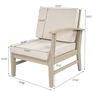 English Elm Perla Outdoor Sectional Arm Chair Solid Acacia Wood Frame with Resort Style Cushion N773P446693S