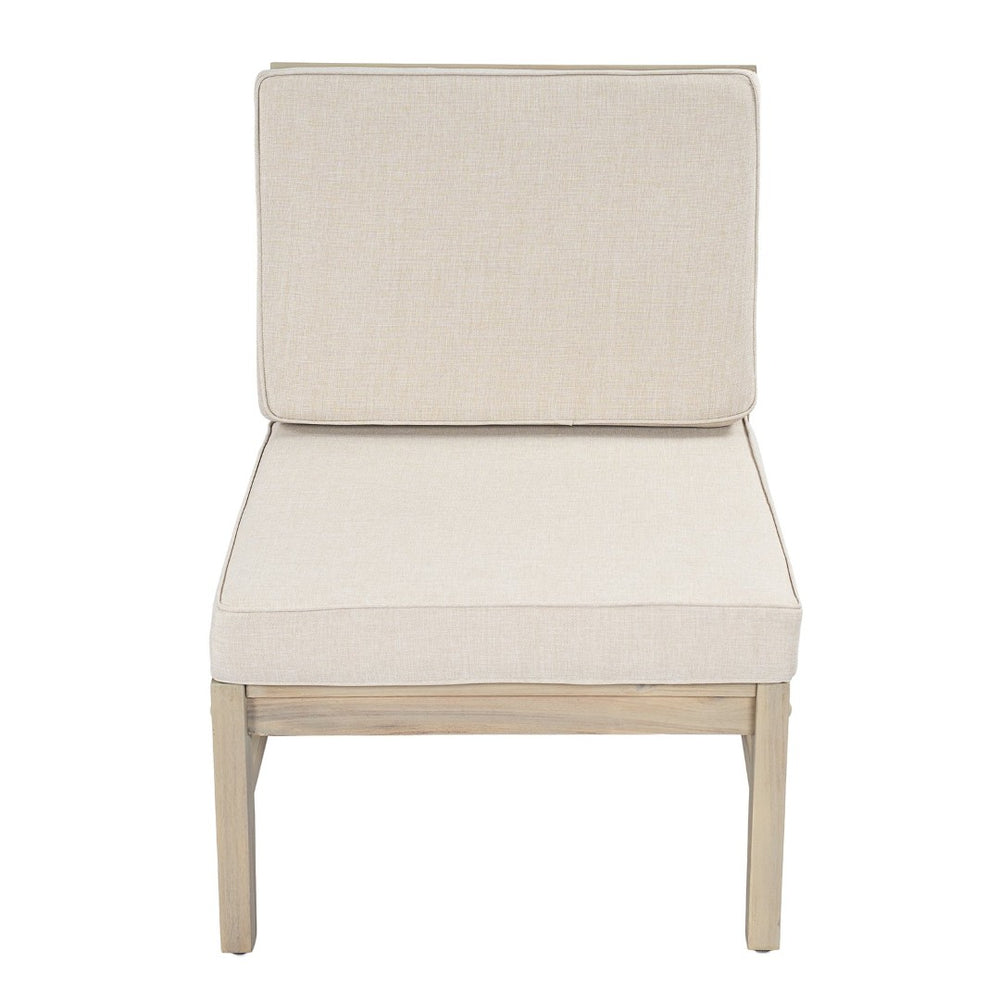 English Elm Perla Modular Outdoor Sectional Chair Solid Acacia Wood Frame with Sand Cushions N773P446694S