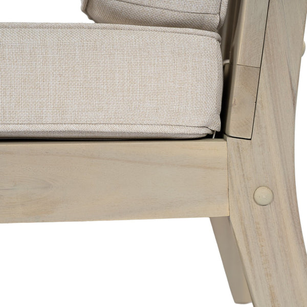 English Elm Perla Modular Outdoor Sectional Chair Solid Acacia Wood Frame with Sand Cushions N773P446694S
