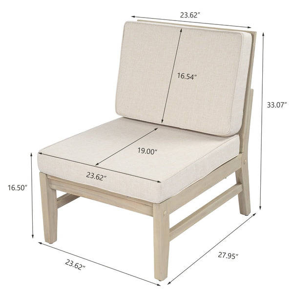 English Elm Perla Modular Outdoor Sectional Chair Solid Acacia Wood Frame with Sand Cushions N773P446694S
