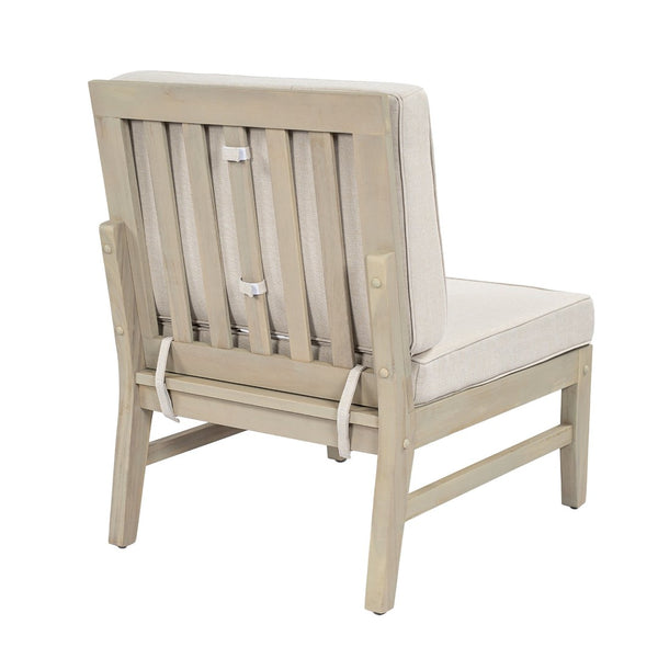English Elm Perla Modular Outdoor Sectional Chair Solid Acacia Wood Frame with Sand Cushions N773P446694S
