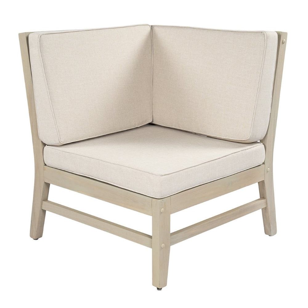 English Elm Perla Outdoor Corner Chair Solid Acacia Wood Modular Sectional Patio Seating N773P446695S