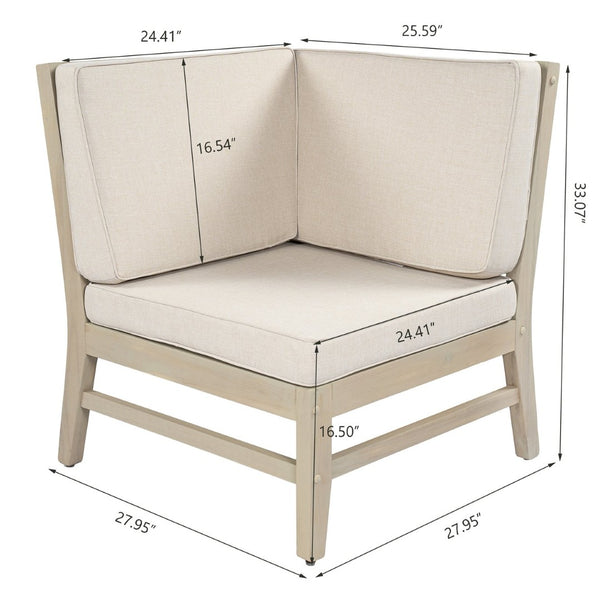 English Elm Perla Outdoor Corner Chair Solid Acacia Wood Modular Sectional Patio Seating N773P446695S