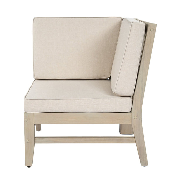 English Elm Perla Outdoor Corner Chair Solid Acacia Wood Modular Sectional Patio Seating N773P446695S