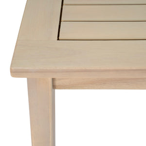English Elm Perla Square Solid Acacia Outdoor Coffee Table Rustic White Grain Patio Accent N773P446696S