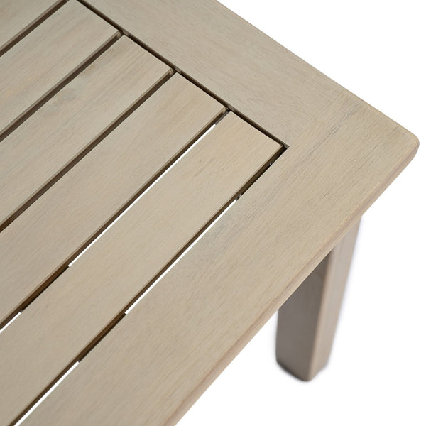 English Elm Perla Square Solid Acacia Outdoor Coffee Table Rustic White Grain Patio Accent N773P446696S