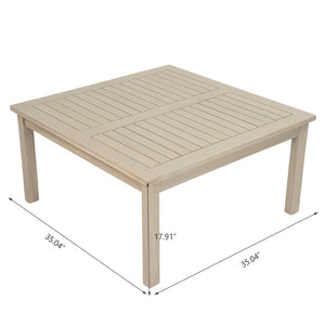 English Elm Perla Square Solid Acacia Outdoor Coffee Table Rustic White Grain Patio Accent N773P446696S