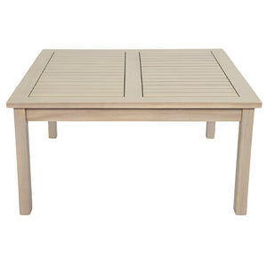 English Elm Perla Square Solid Acacia Outdoor Coffee Table Rustic White Grain Patio Accent N773P446696S
