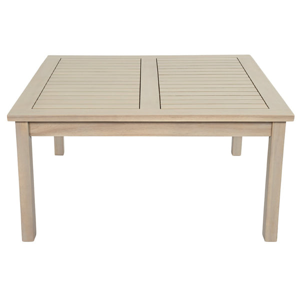 English Elm Perla Square Solid Acacia Outdoor Coffee Table Rustic White Grain Patio Accent N773P446696S