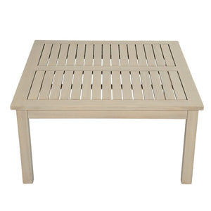 English Elm Perla Square Solid Acacia Outdoor Coffee Table Rustic White Grain Patio Accent N773P446696S