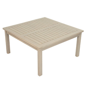 English Elm Perla Square Solid Acacia Outdoor Coffee Table Rustic White Grain Patio Accent N773P446696S